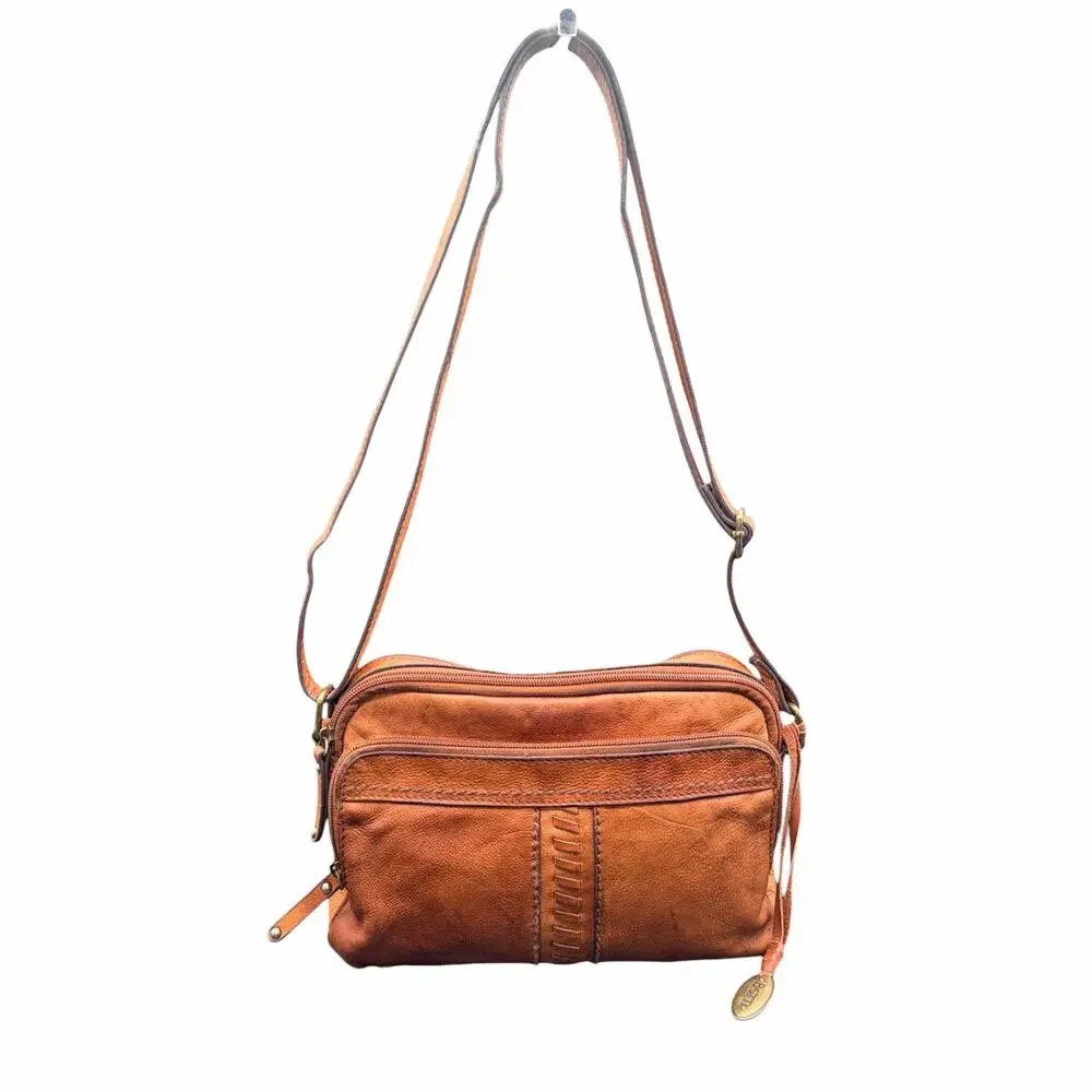 Born Brown Leather Crossbody Bag Small Vintage Boho Adjustable Strap